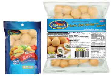 Fried fish ball stuffed spinach